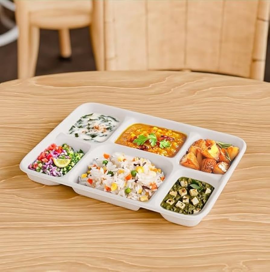 6 Compartment Biodegradable Meal Tray