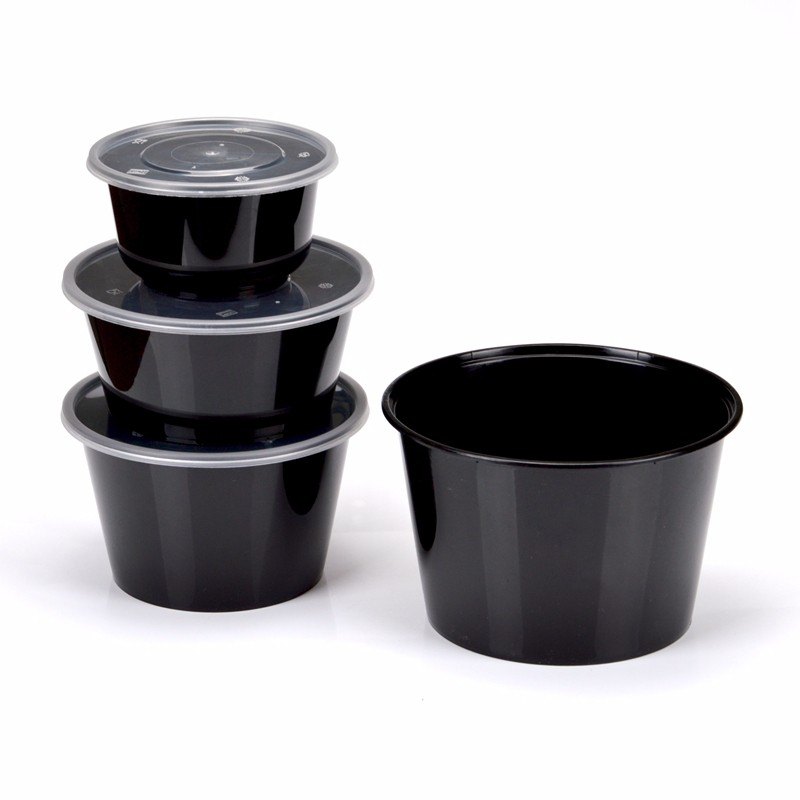 Round Black Plastic Container