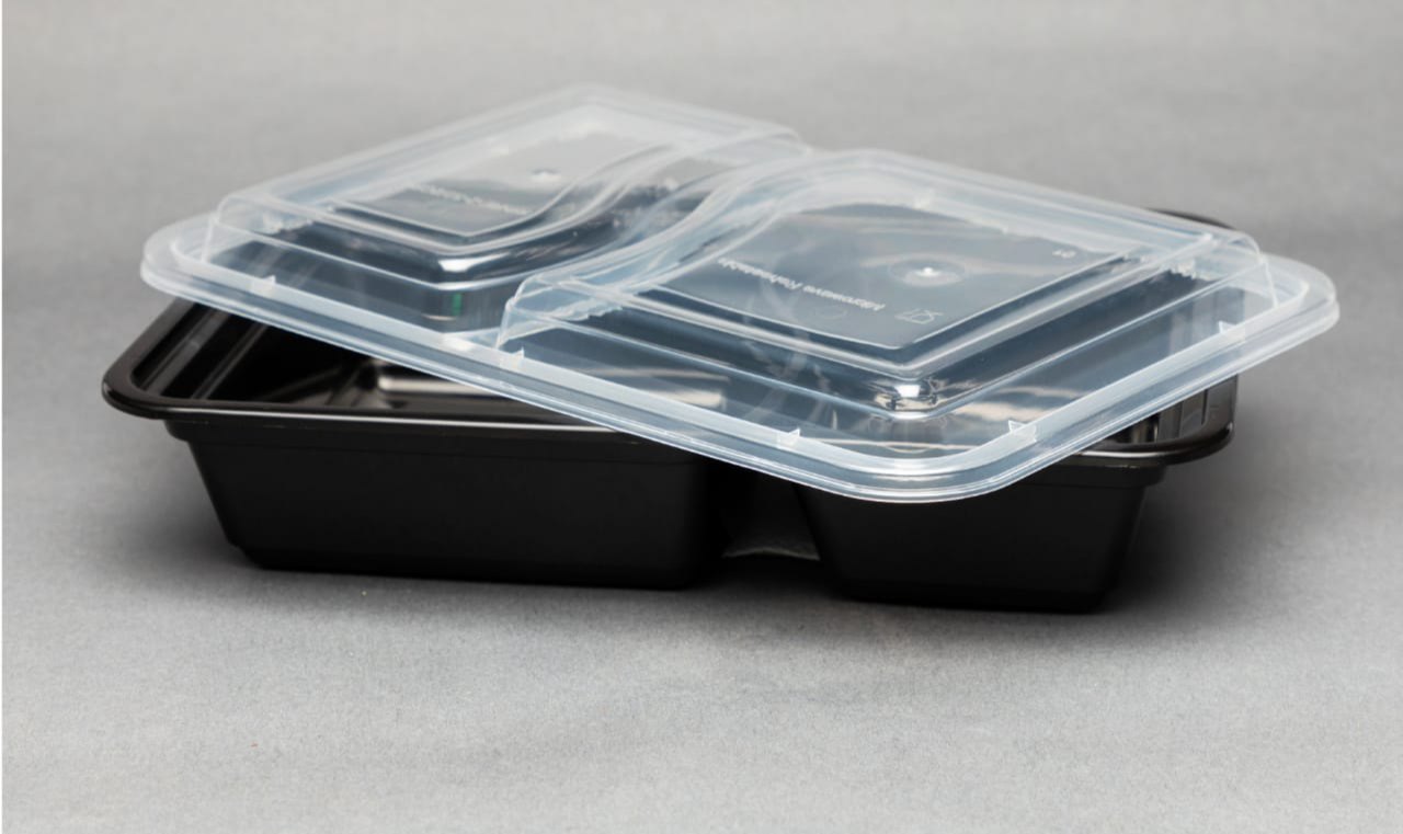 2 Compartment Plastic Meal Tray