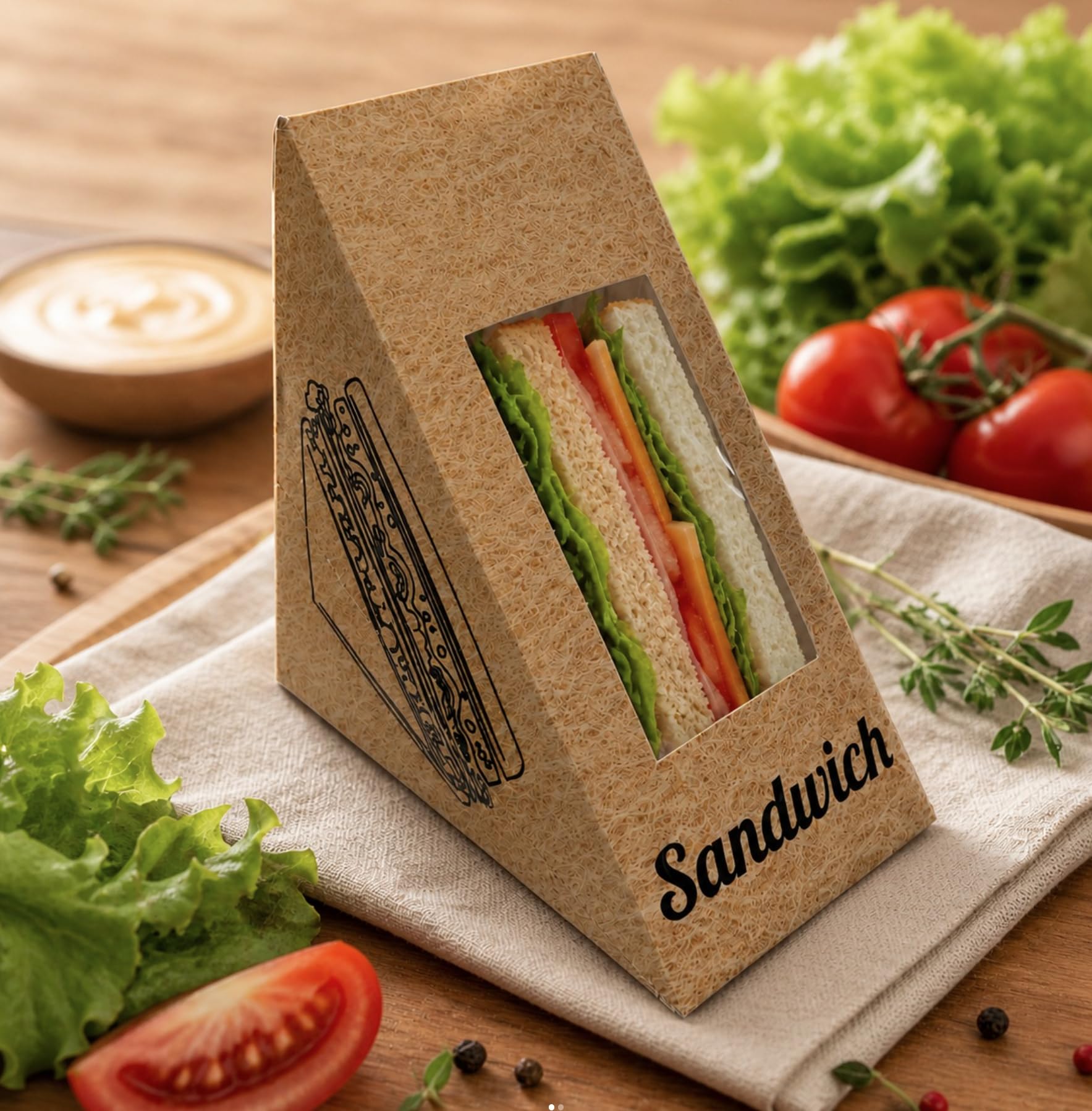 Wedge Sandwich Packaging Box